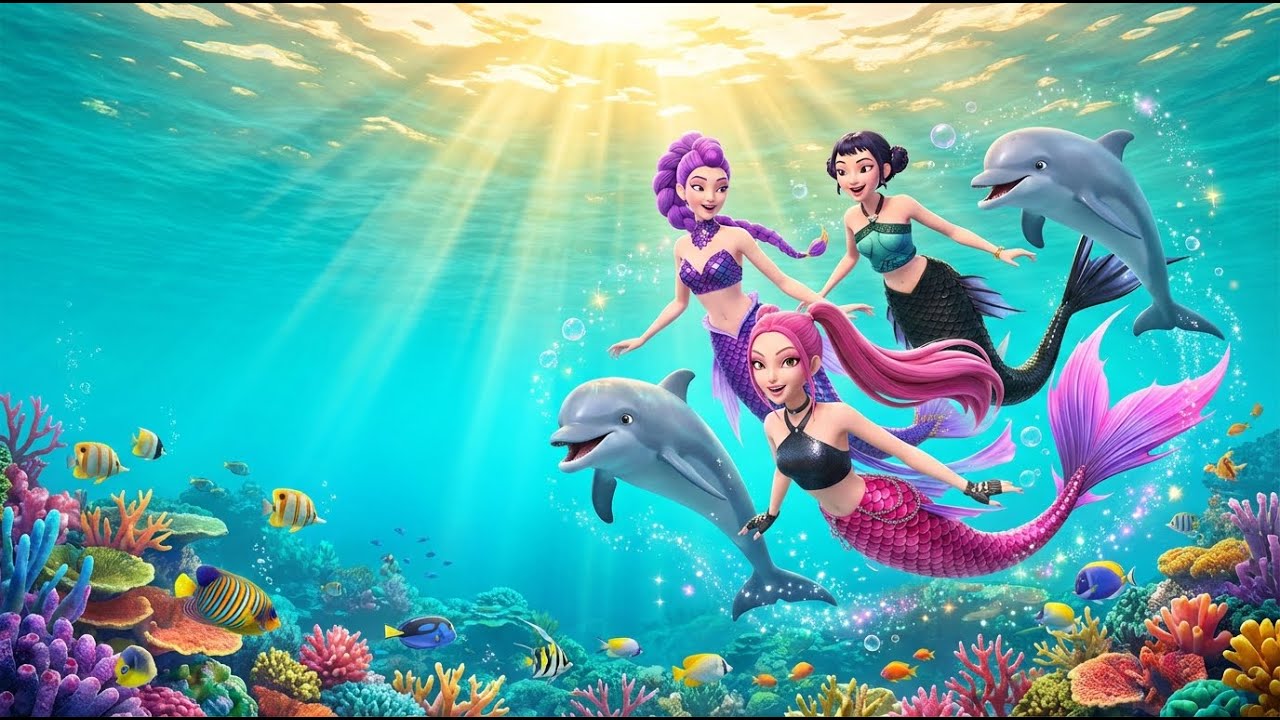 Mermaid & Dolphin Friendship | Rumi Mira Zoey Underwater Adventure | 3D Animation