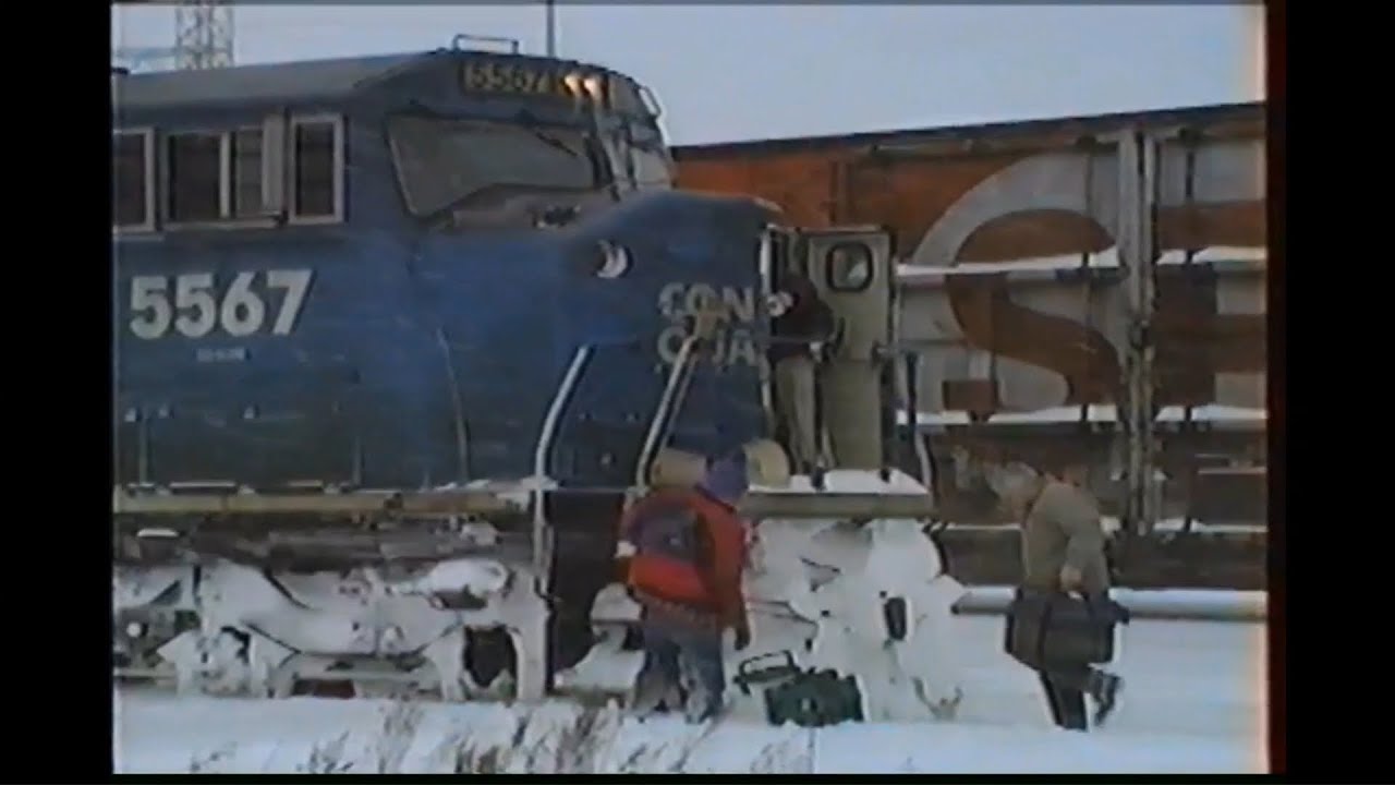 Two Conrail Trains Meet Up in the Snow (with One UP Unit)-Buffalo, NY