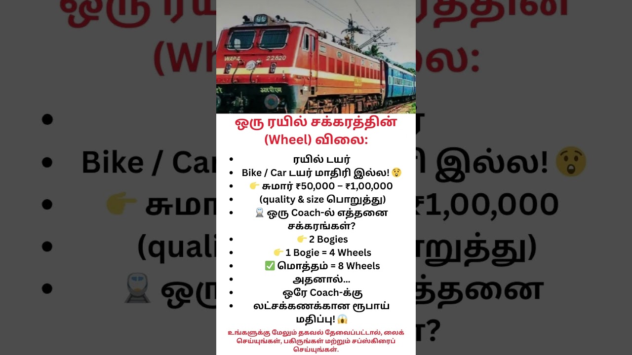 ஒரு ரயில் டயரின் விலை எவ்வளவு? 😱🚆 | Train Wheel Cost | 