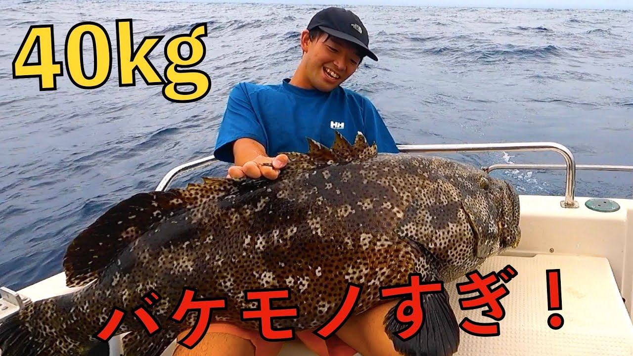 巨大根魚！40kgのアーラーミーバイでたぁ！Here's huge grouper!【沖縄 Loop】GT Reef fishing