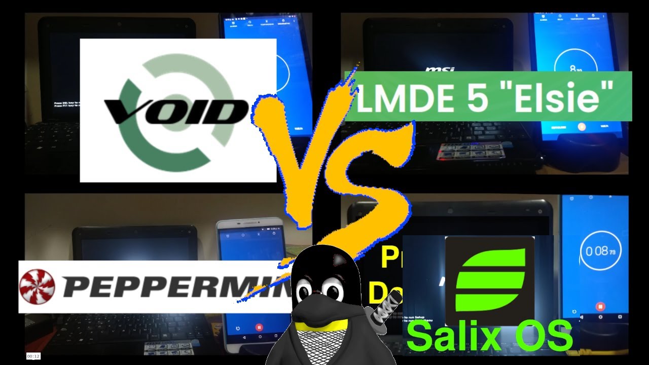 VOID Linux Vs Peppermint Vs LMDE 5 Vs Salix OS Linux