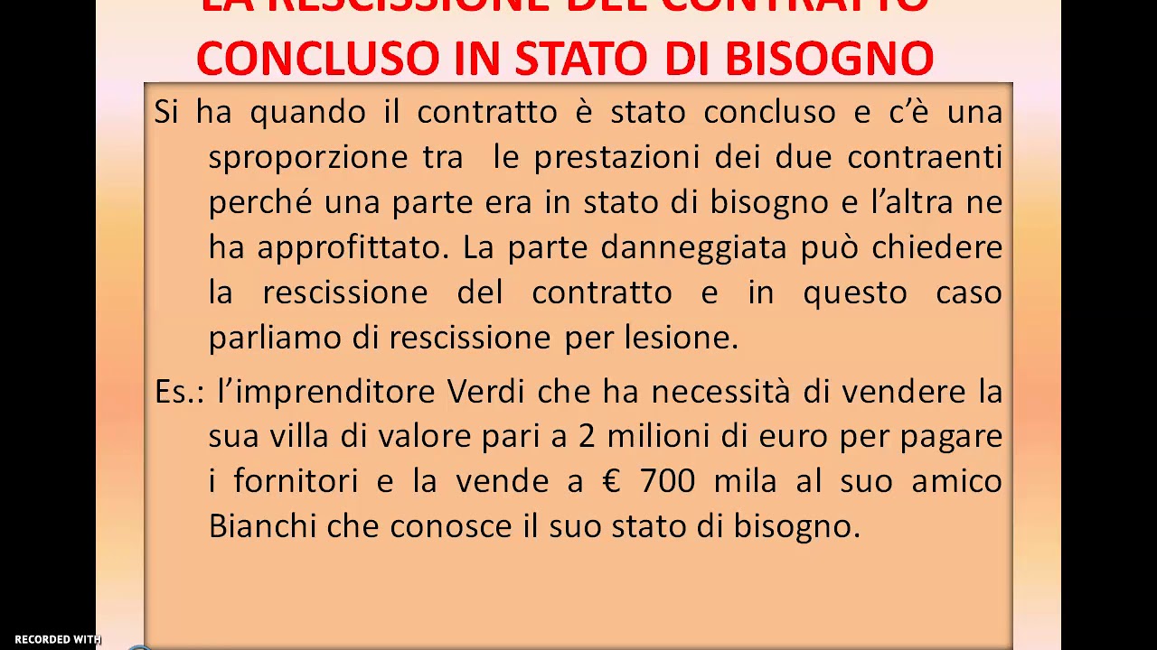 LA RESCISSIONE DEL CONTRATTO
