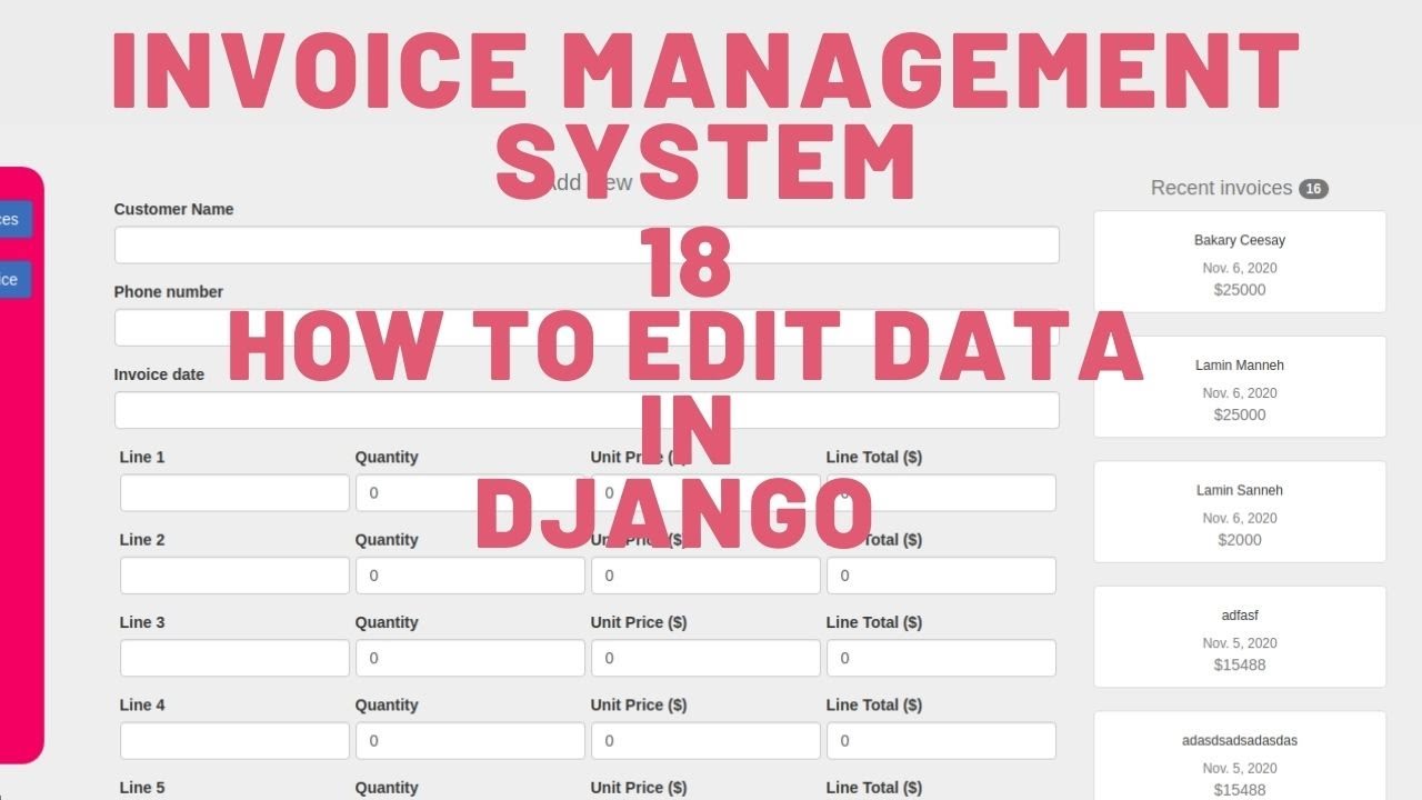 18 - HOW TO UPDATE DATA USING DJANGO FORMS - INVOICE MANAGEMENT SYSTEM