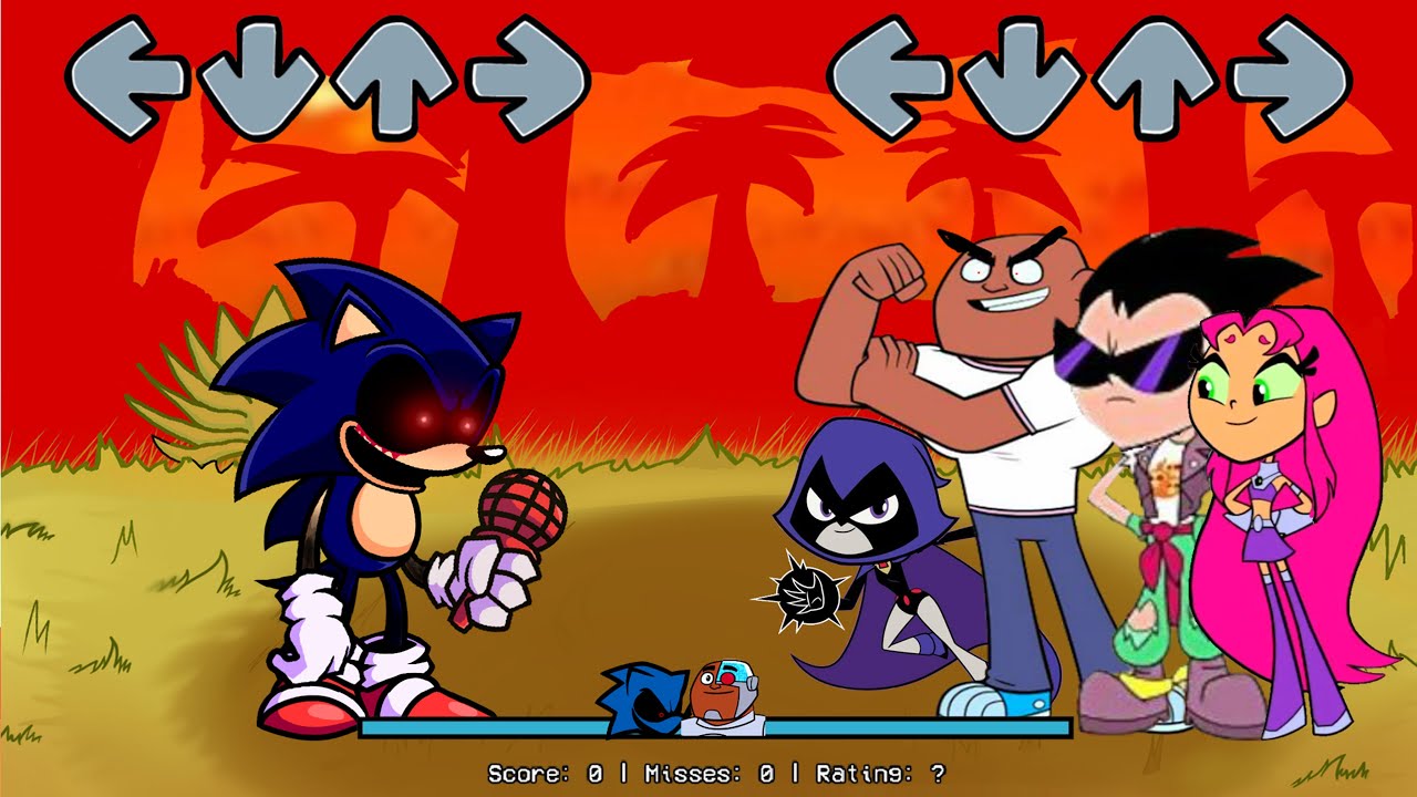 FNF Sonic.EXE 2.0 Update FULL WEEK VS Teen Titans Go Sings Chasing (Sonic VS Cyborg V2) | FNF Mods.