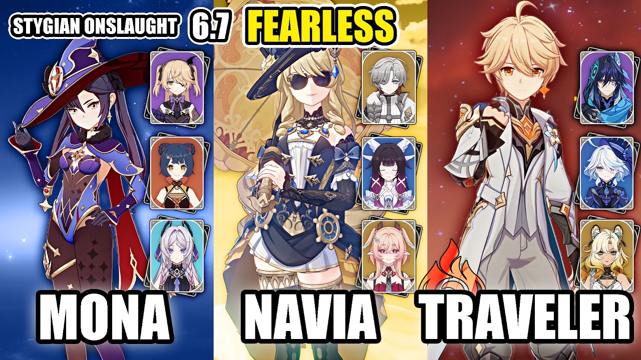 Stygian Onslaught 6.7 FEARLESS | C6 MONA + C0 NAVIA + PYRO TRAVELER | Genshin Impact 6.7/ Luna VIII