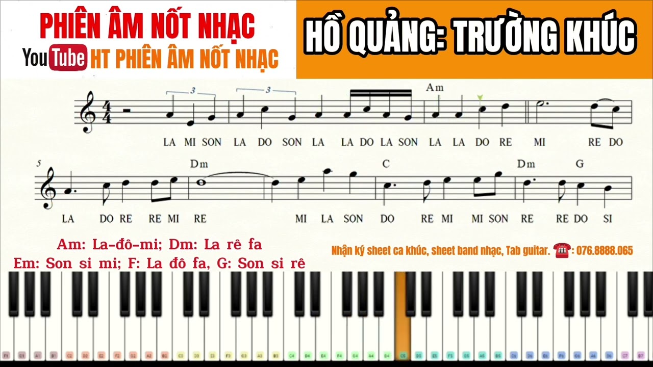 CẢM &Acirc;M |HỒ QUẢNG TRƯỜNG KH&Uacute;C| PHI&Ecirc;N &acirc;m NỐT nhạc. Sheet NHẠC. Melody PIANO.