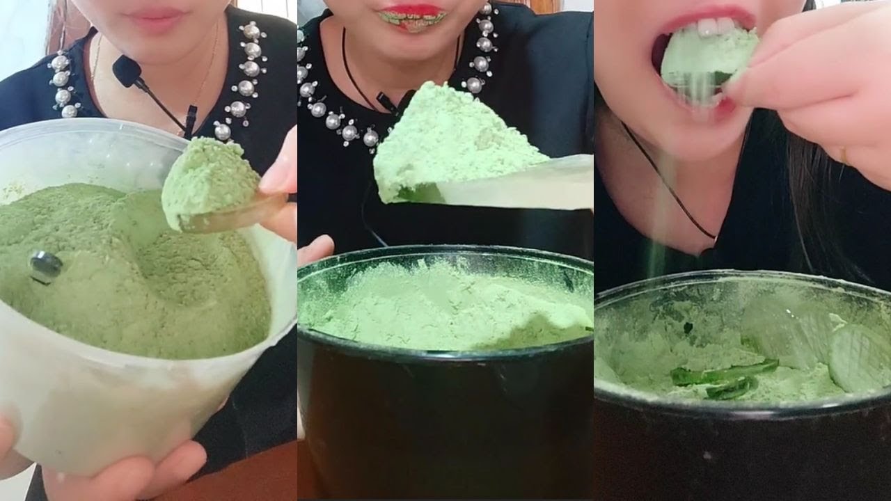 ASMR 얼음먹방 HEAVY MATCHA POWDERY THIN ICE CRUNCH EATING ASMR 💚🍵 GREEN ICE MUKBANG 녹차 | 抹茶