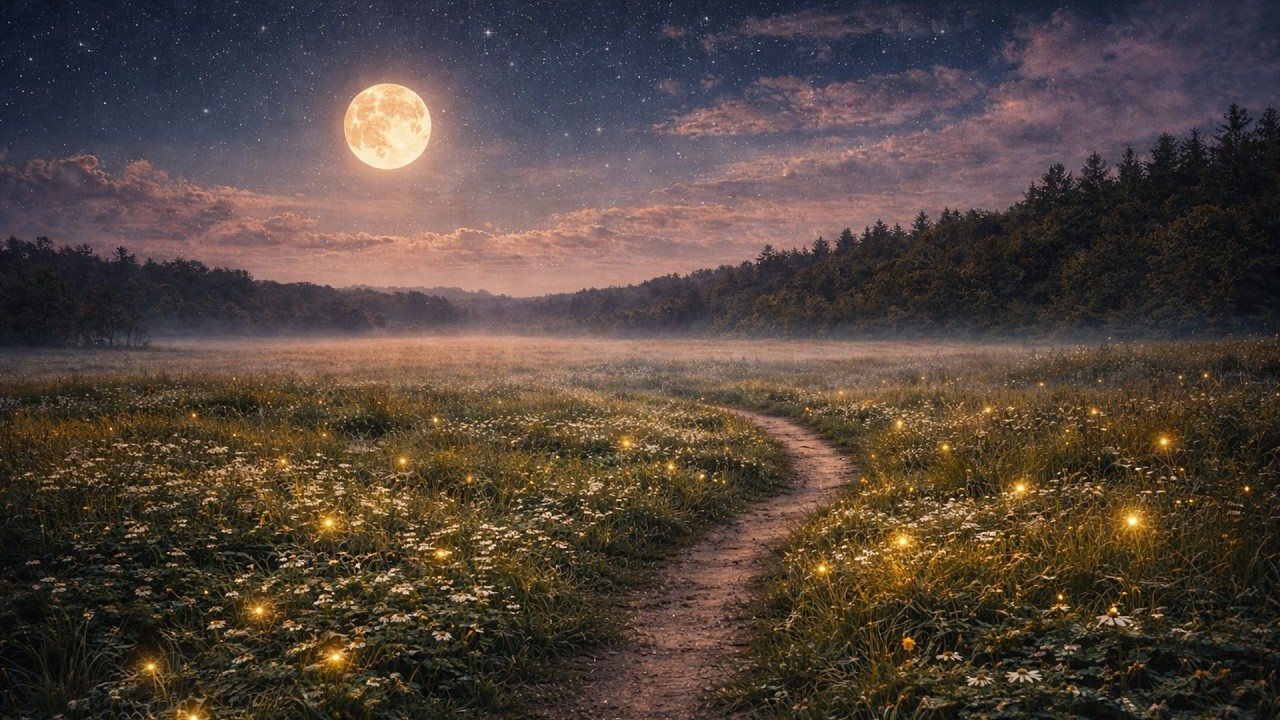 8 Hours Moonlit Meadow Ambiance 🌙 Gentle Crickets for Deep Sleep & Relaxation