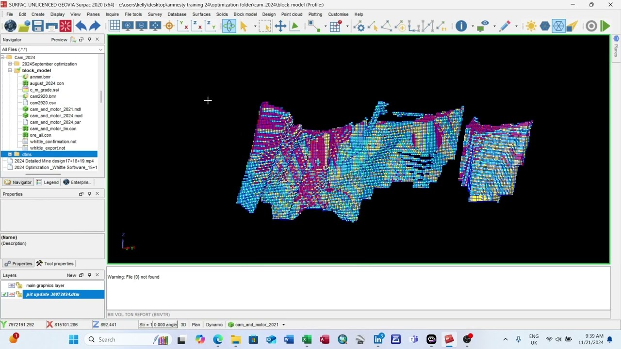 BLOCK MODEL REPORT IN SURPAC.