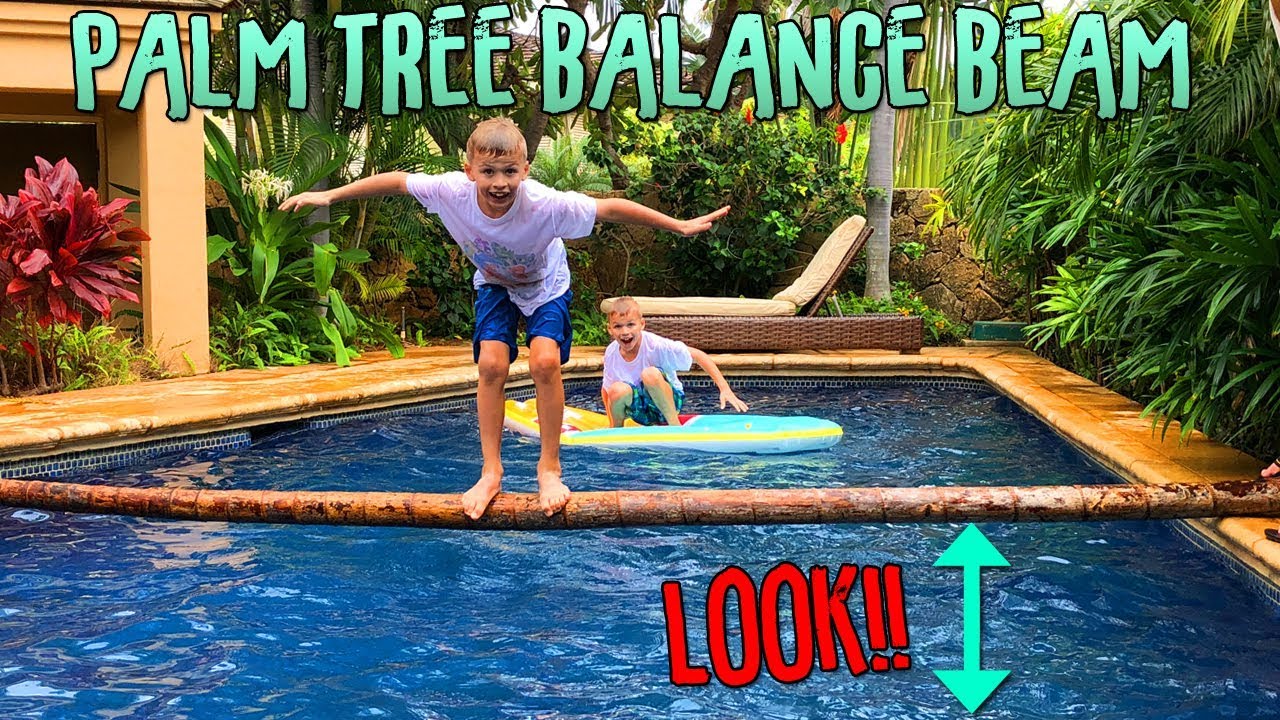 Palm Tree Balance Beam - Who Falls Off First??