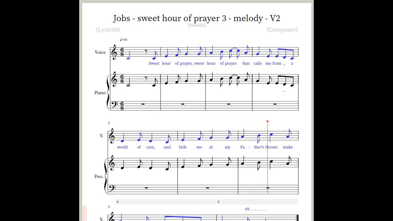 JOBS   sweet hour of prayer 3   melody