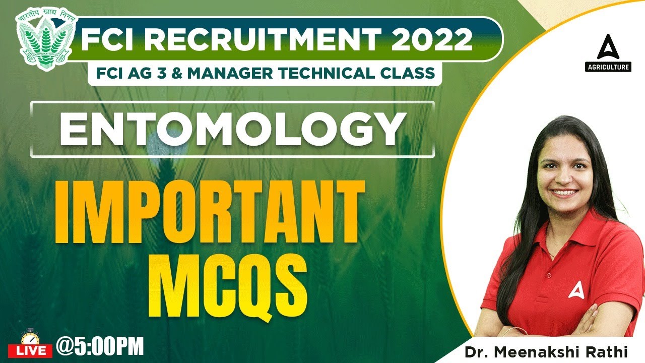 FCI Recruitment 2022 |  Entomology by Dr. Meenakshi Rathi | Important Mcqs