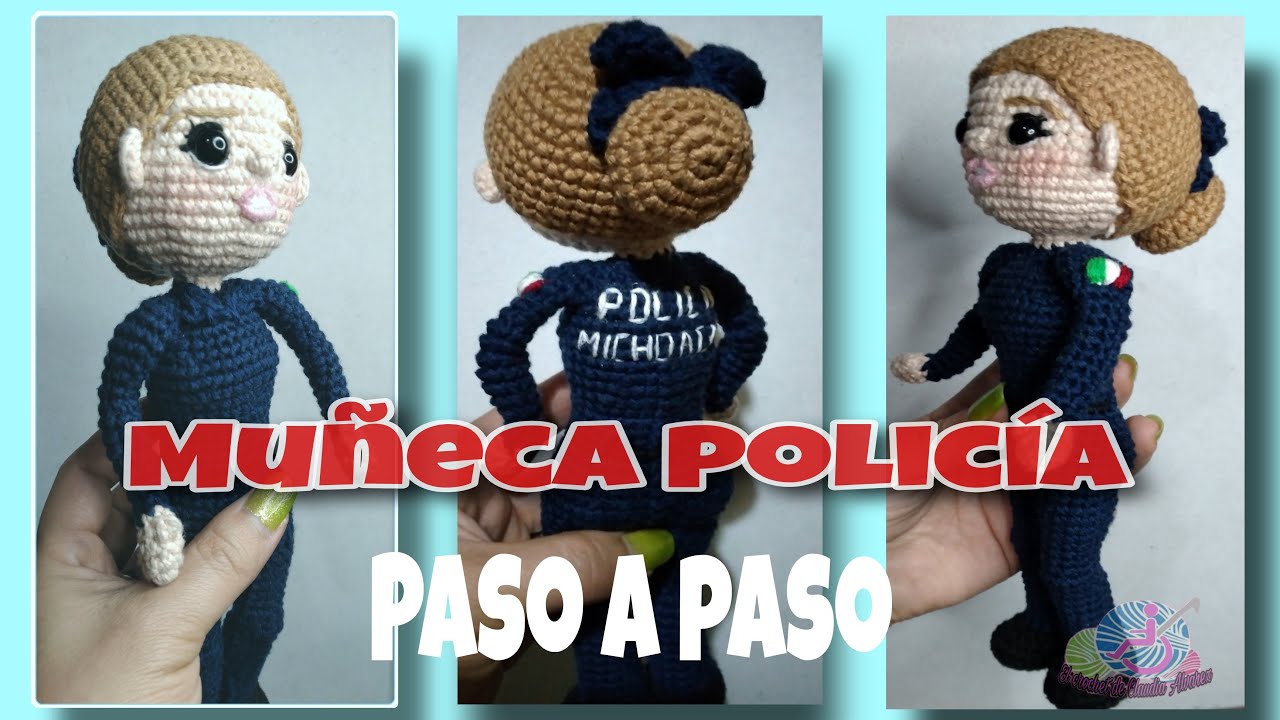 Amigurumi mujer policía crochet (acabados finales)