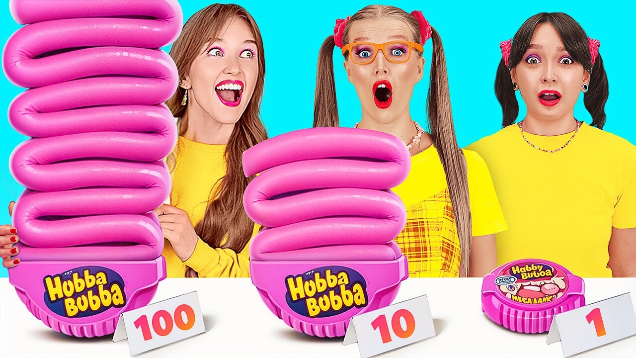 &iexcl;Desaf&iacute;o de 1000 capas de comida! Comida gigante vs diminuta y momentos divertidos por 123 GO!