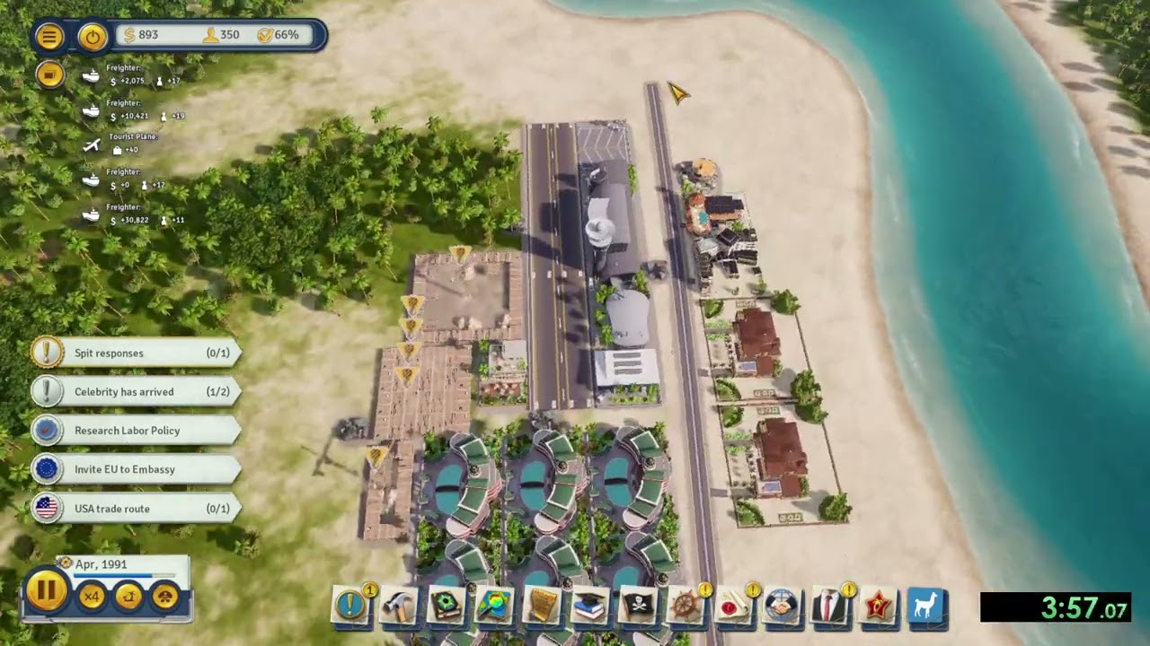 Quickest way to complete Tropico 6 - Splitter Speedrun - Easy Difficulty in 7:32