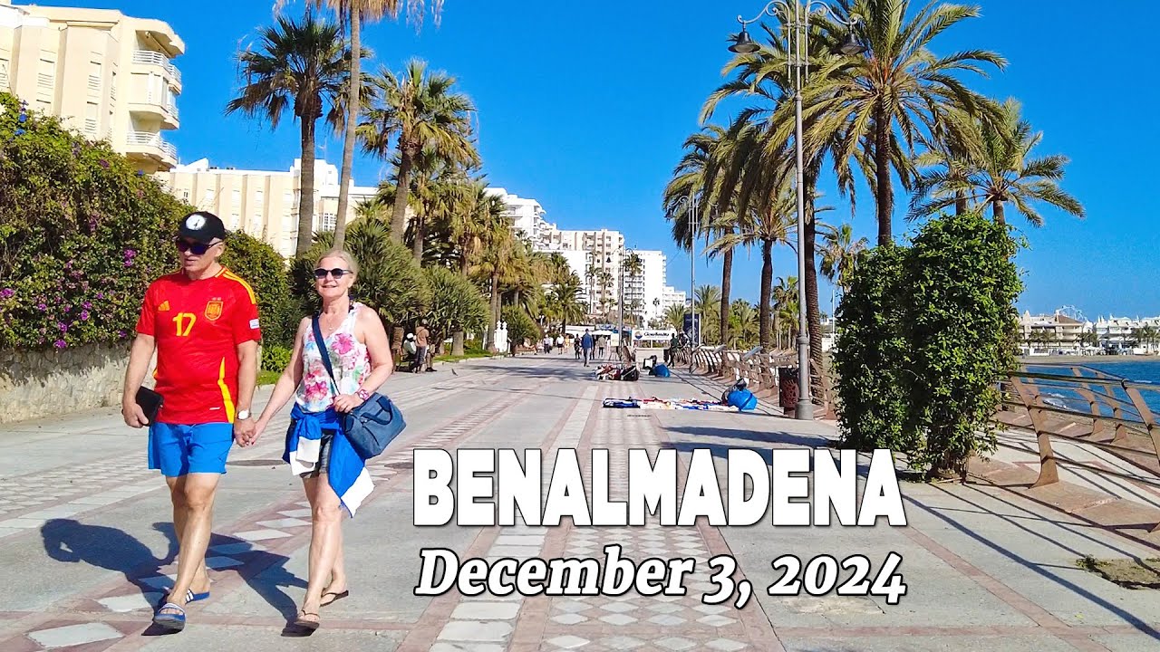 Benalmadena December 3, 2024 Beach Promenade Walk Costa del Sol Spain [4K]