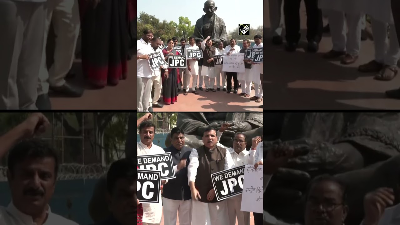 BRS, AAP MPs protest in Parliament demanding a JPC probe in Adani issue