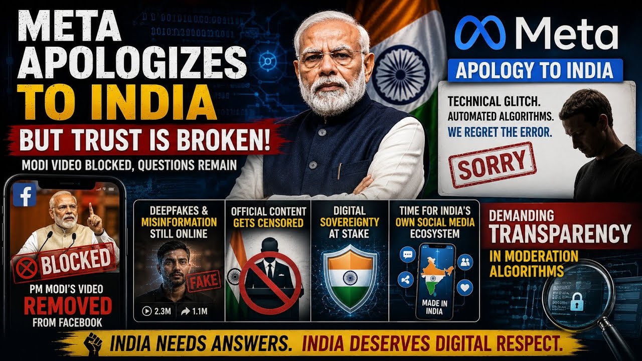 Meta Apologizes After Blocking PM Modi's Video | India's Digital Sovereignty Explained #Meta#Modi