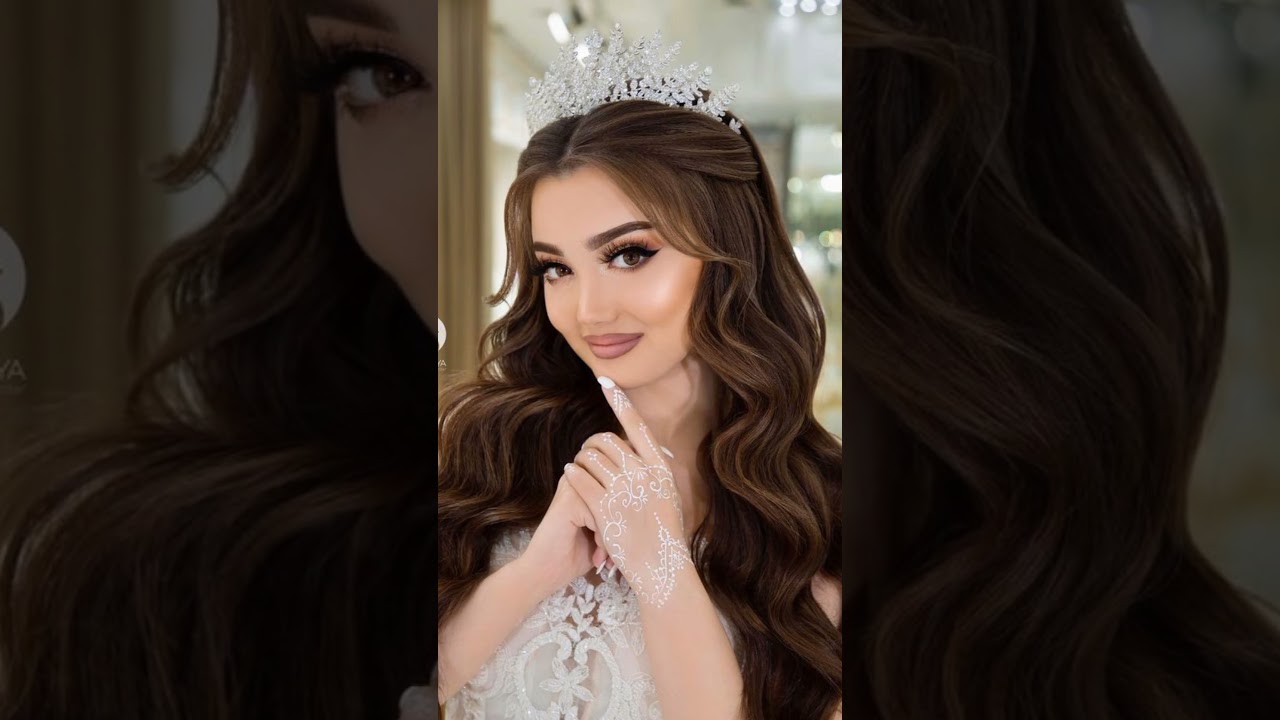 Beautiful girl hairstyle with crown//valima crown hairstyle 😍🤩#shorts #youtubeshorts #hairstyle