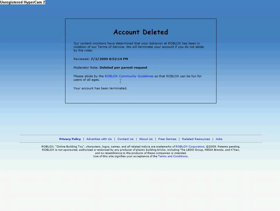 My Roblox Account....... DELETED!!!!!!!!! Read Description!