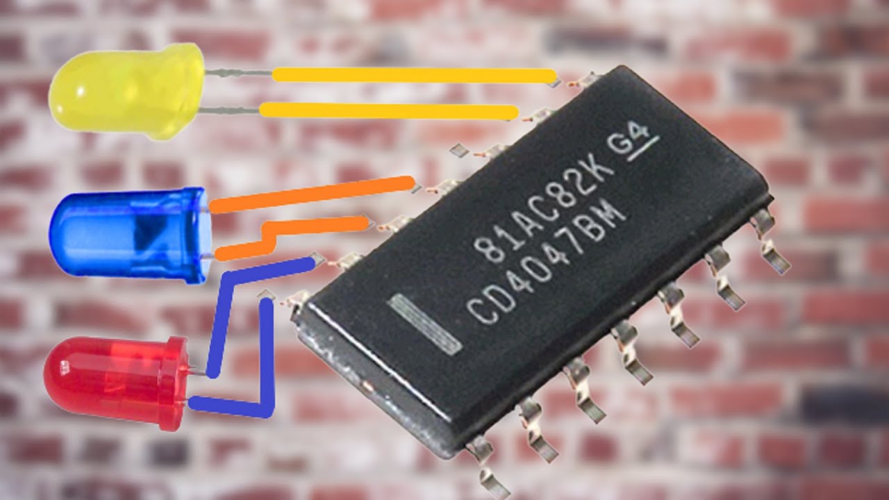 Регулируемый Flip Flop Led Flasher cd4047 / Square Wave Oscillator