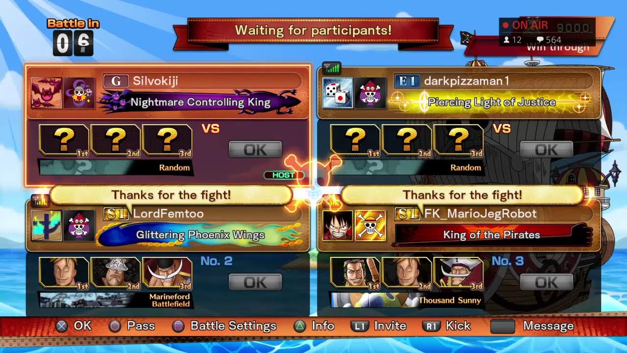 Dual Tournament 1v1 & Team - One Piece Burning Blood - Hosted By TheZoneGamingGo