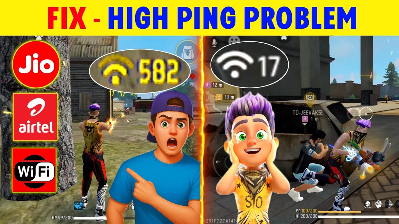 High ping problem in Free Fire 🔥 Fix Jio Sim Ping Problem | Airtel Sim Ping Problem Solution 