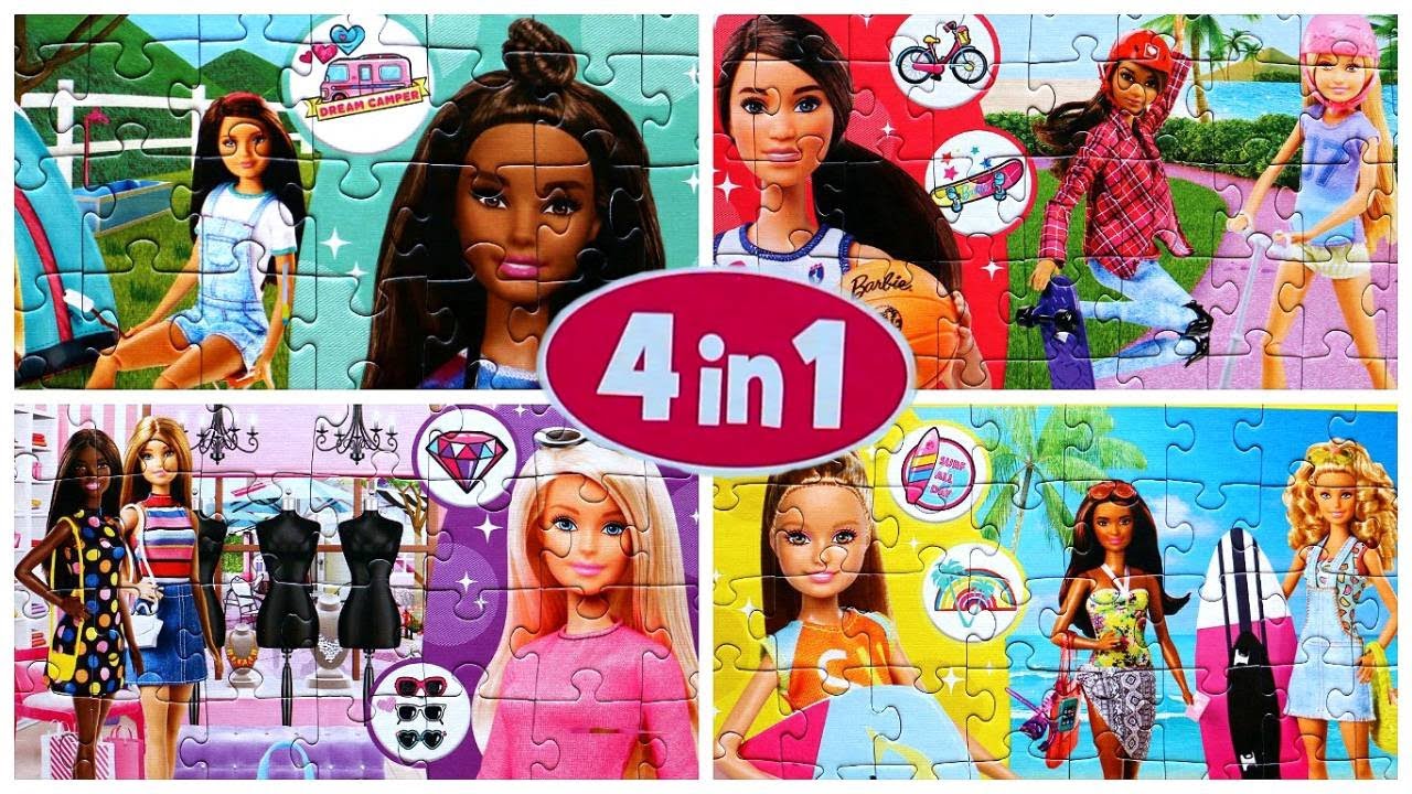 Barbie and her friends -  Puzzles 4 in 1 - Solving Jigsaw Puzzles 207 pieces