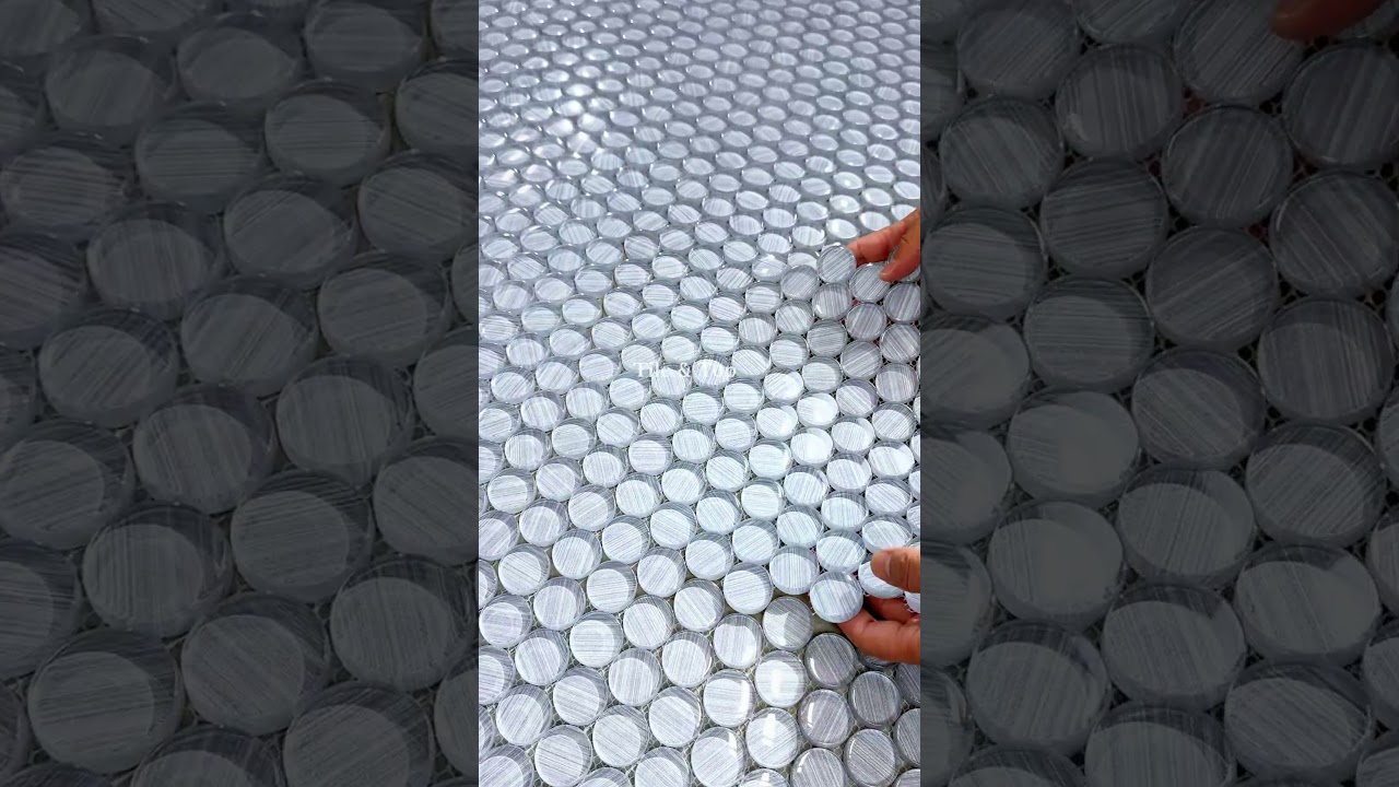 Inkjet Blue Glass Penny Mosaic Tile | Modern Shine, Timeless Charm 💙