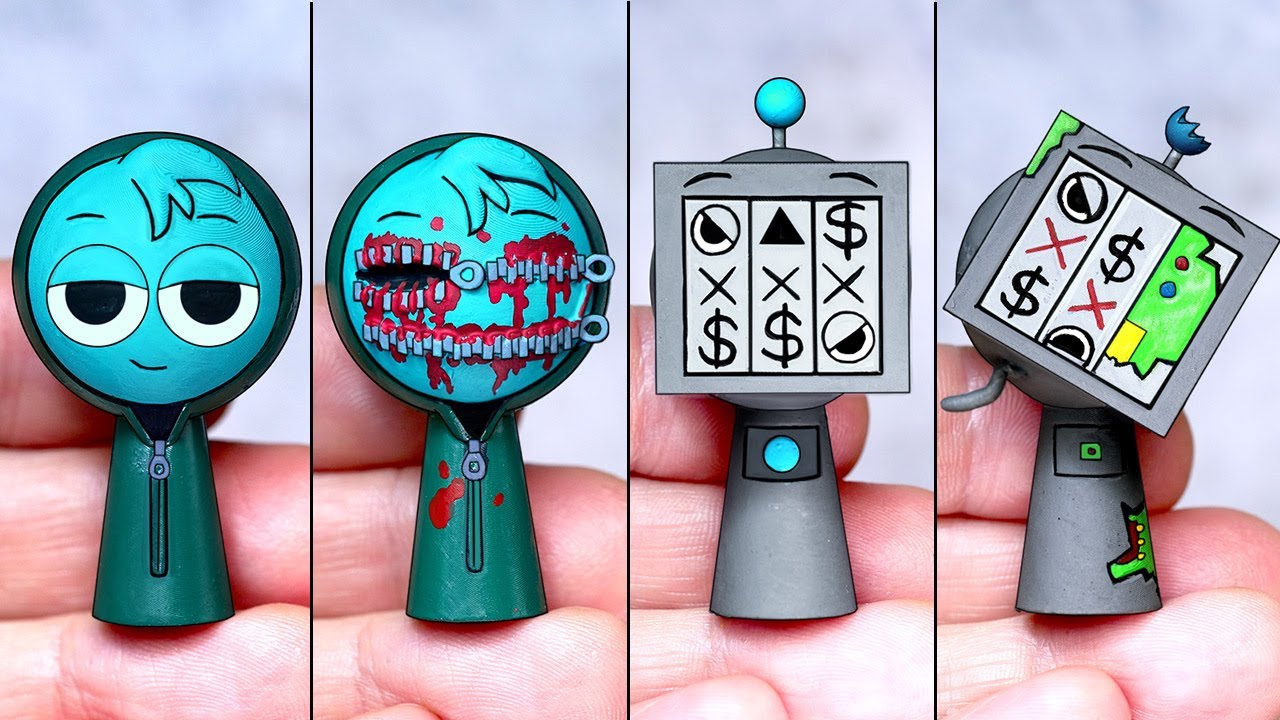 Making SPRUNKI OC Zip & Casi Phase 1-4 Sculptures Timelapse