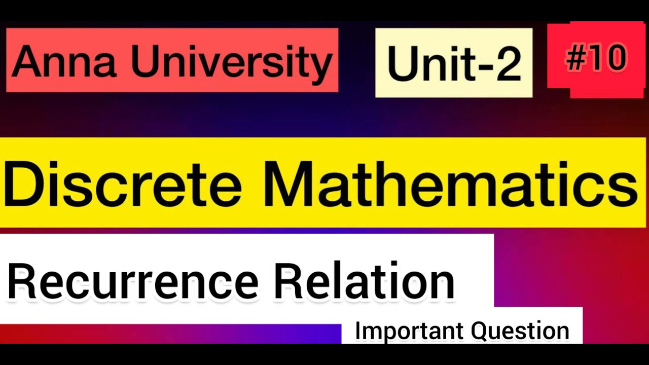 Discrete Mathematics | Recurrence Relation | Unit-2 | #10 | Anna University | Tamil