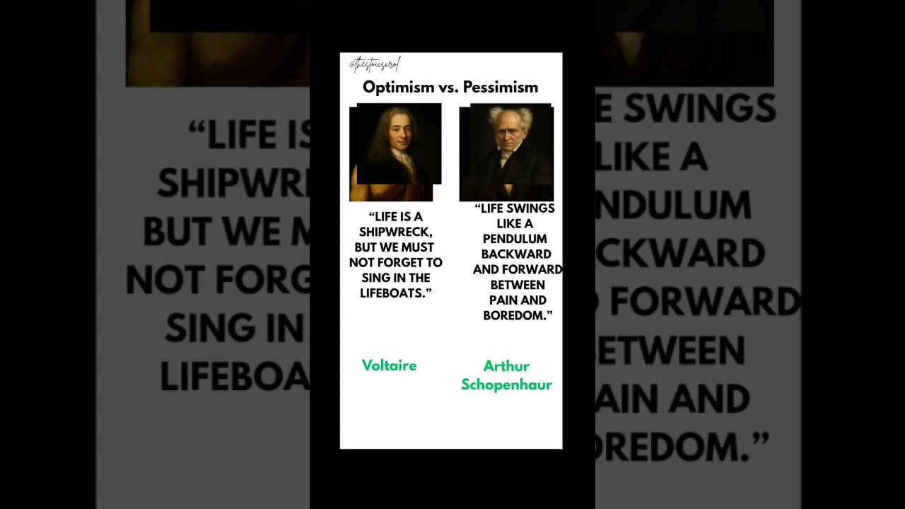 Pessimism vs. Optimism: ⚔️ Schopenhauer vs. Voltaire  || #philosophy #stoicism #shorts