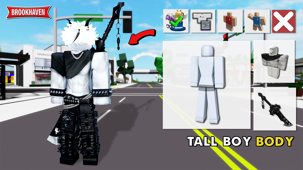 Cara Membuat BODY TINGGI EMO (Outfit Boy) Di Brookhaven - Roblox