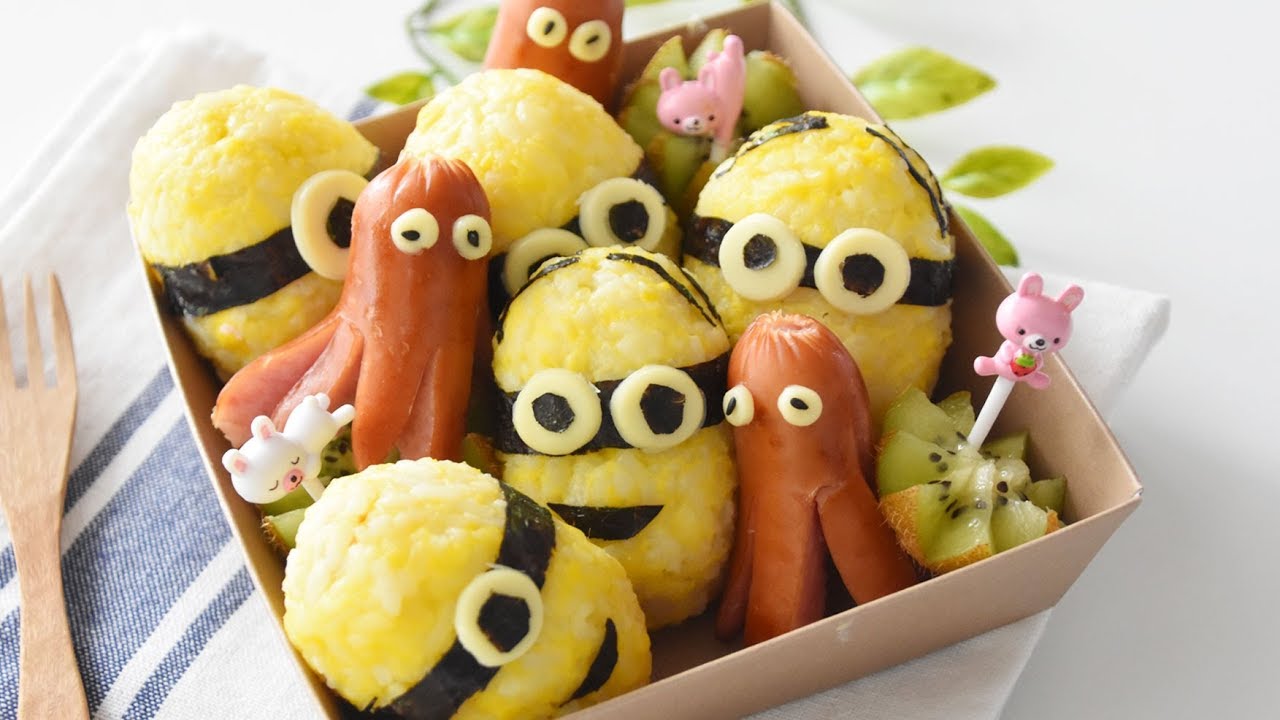 봄소풍 캐릭터 도시락 만들기, 미니언즈 주먹밥 만드는법! Minions lunchbox