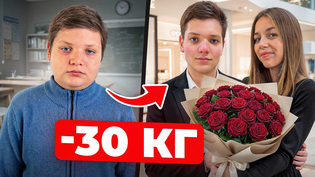 ШКОЛЬНИК в 15 ЛЕТ ПОХУДЕЛ НА 30КГ и НАШЕЛ ДЕВУШКУ! ОНА В ШОКЕ...