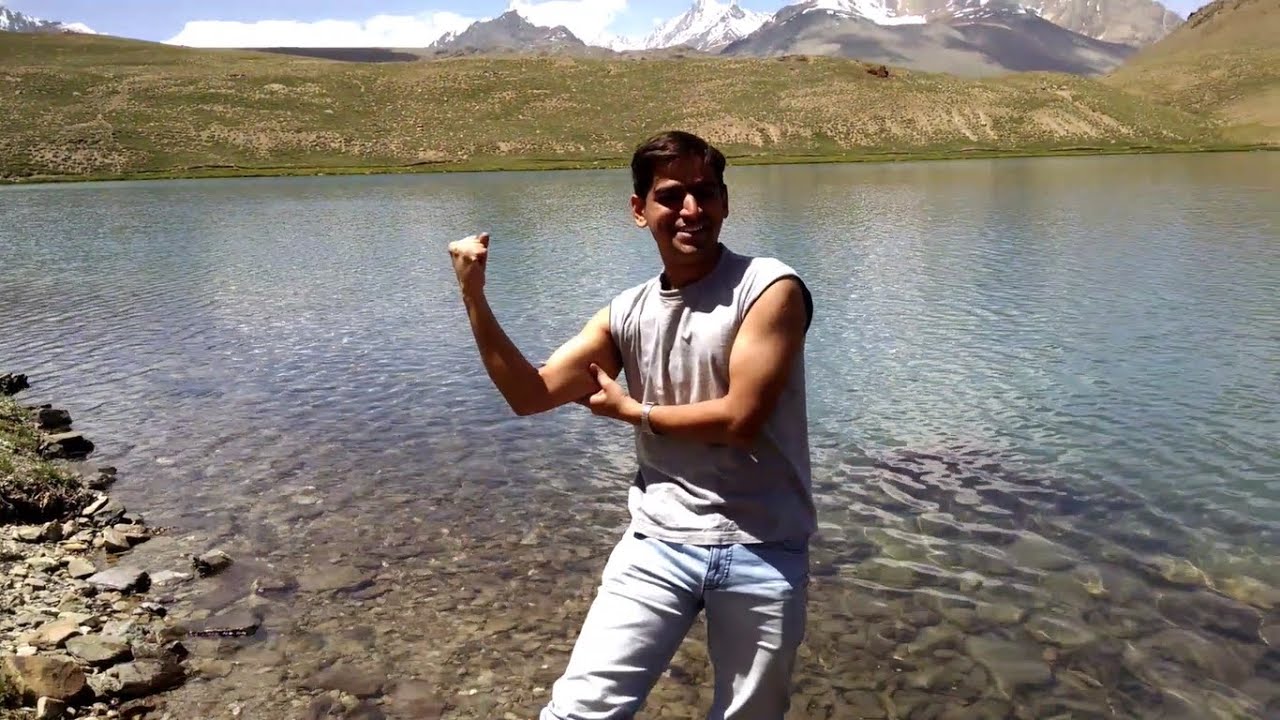 Swimming at Chandra Taal Lake, Spiti