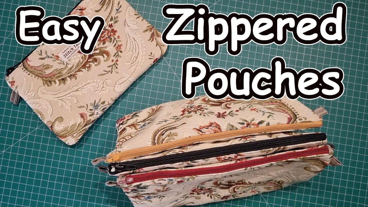 How to sew zippered pouches curved edge toiletry bag in tapestry upholstery fabric from batch sewing