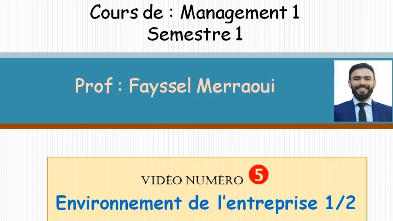 Vidéo 5 | Management 1- Environnement de l'entreprise 1/2