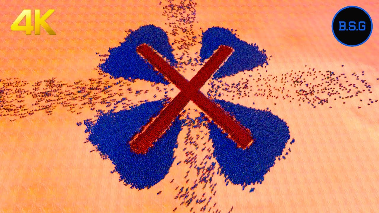 2,000 Spartans X Line vs 13,500 Medieval ARMY - Ultimate Epic Battle Simulator UEBS 4K Video