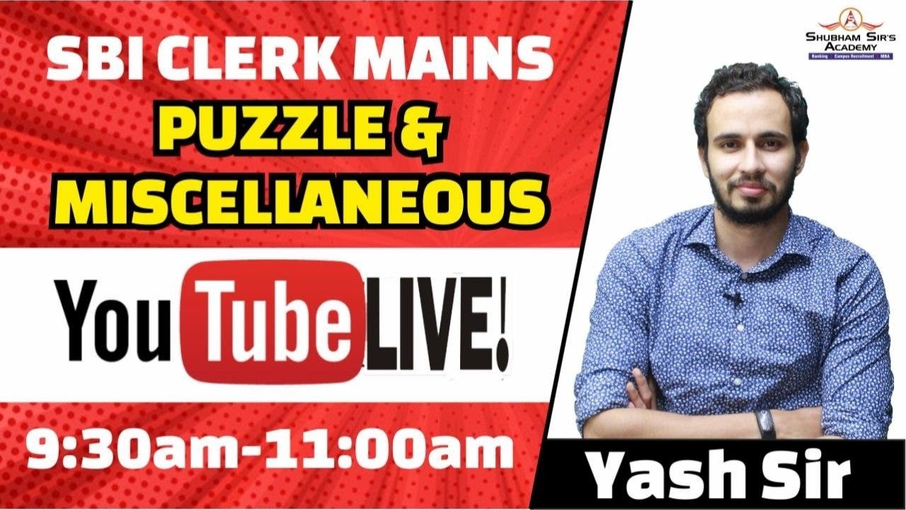 LR Session || SBI CLERK MAINS || PUZZLE & MISCELLANEOUS || Yash Sir || 24-10-2020