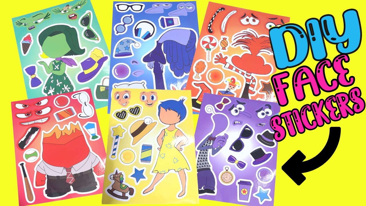 Inside Out 2 Movie DIY Silly Face Stickers with Joy, Sadness, Anxiety
