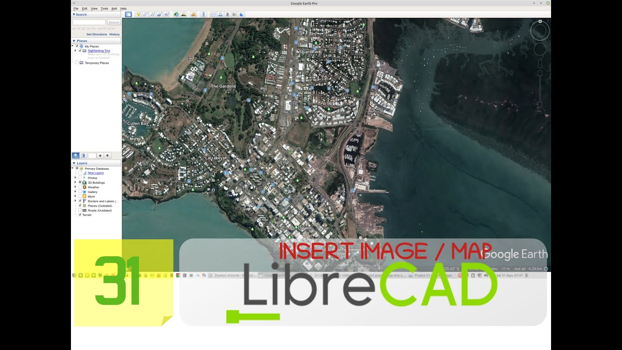 How to use map (From Google Earth) in Librecad drawing