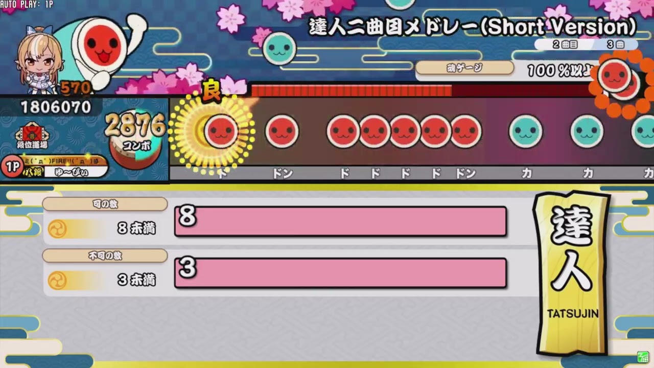 【創作譜面 / 創作段位道場】歴代達人メドレーshortバージョン【太鼓の達人】