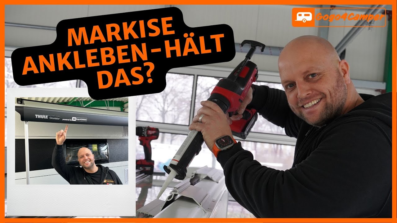 Thule Omnistor 6300 Markise am Hobby Wohnwagen festkleben - Montage mittels Thule Roof Adapter