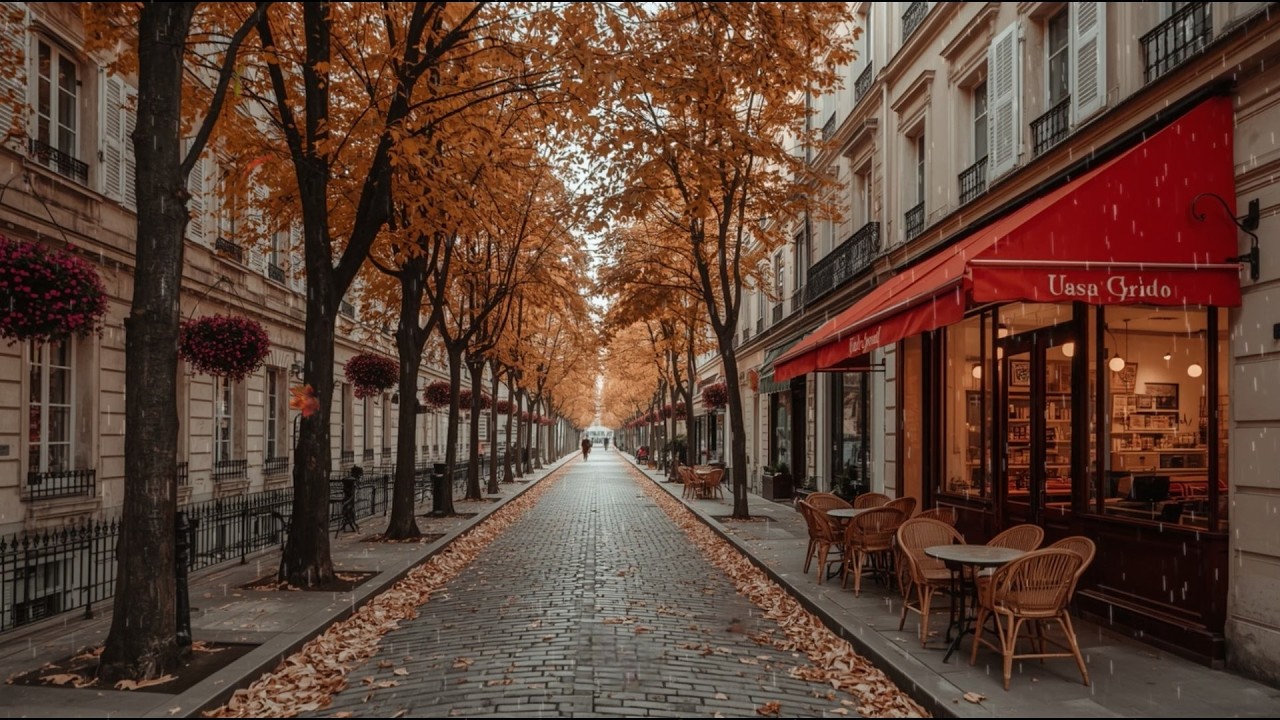 🔴 LIVE Paris Autumn Street Vibes ☕ Rainy LoFi Music for Focus & Chill