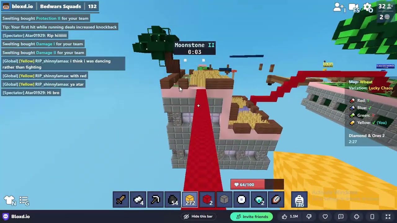 [BEDWARS] squad match gameplay ||bloxd
