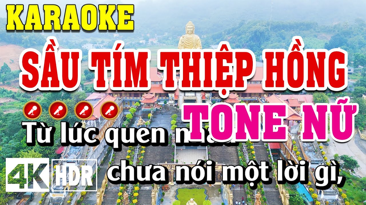 Sầu Tím Thiệp Hồng Karaoke Tone Nữ Beat Chuẩn | Đình Long Karaoke