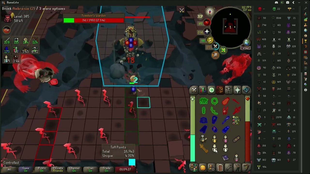 OSRS TOA - Chill Insanity 300 Invo Wardens Fight  [Ironman]