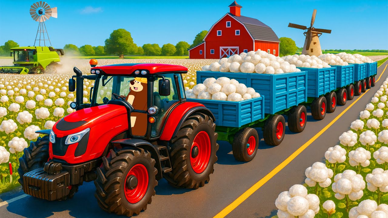 Farm Life Story 🚜🌱: Harvesting Cotton Fields & Truck Delivery | Real Farm Animation
