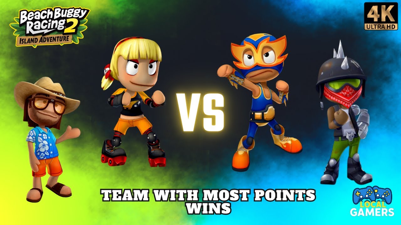Nobody Wants to Lose! | (2v2) 4 Player Split Screen Rivalry in Beach Buggy Racing 2